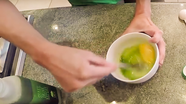 mixing green eggs