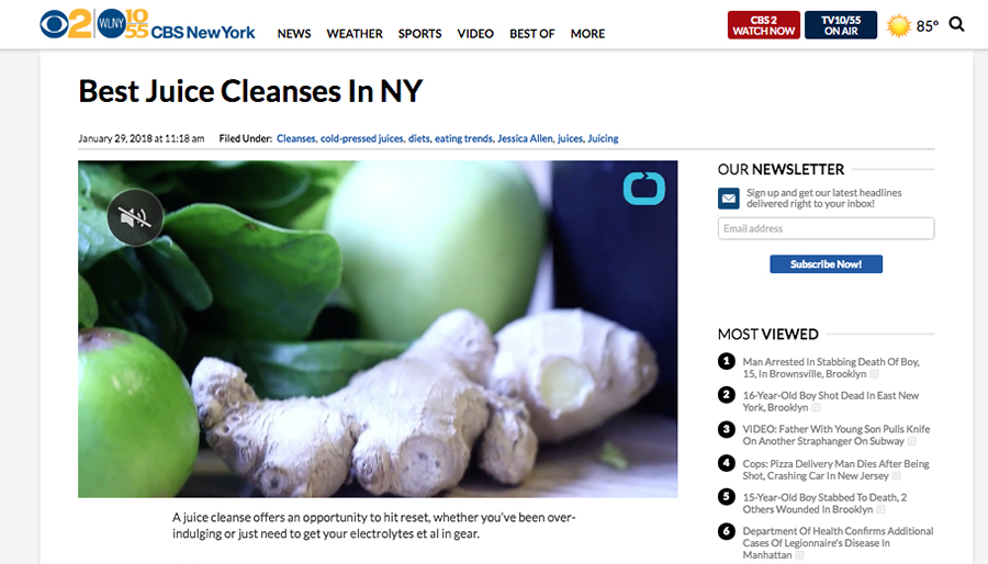 CBS News New York: Best Juice Cleanses in NY