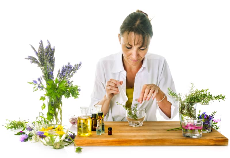 woman with essential oils