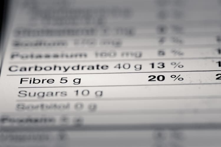 nutrition label carbs